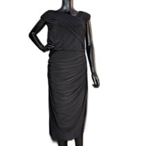 Heidi Weisel MiXT Black One Shoulder Ruched Cocktail Dress 16
